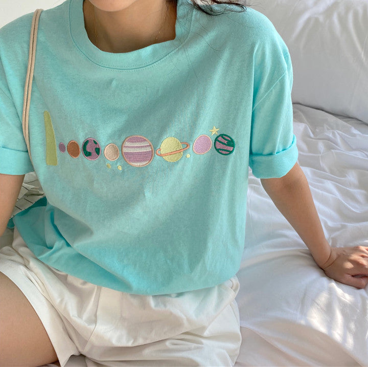 Solar System Embroidered Shirt (3 Colors)