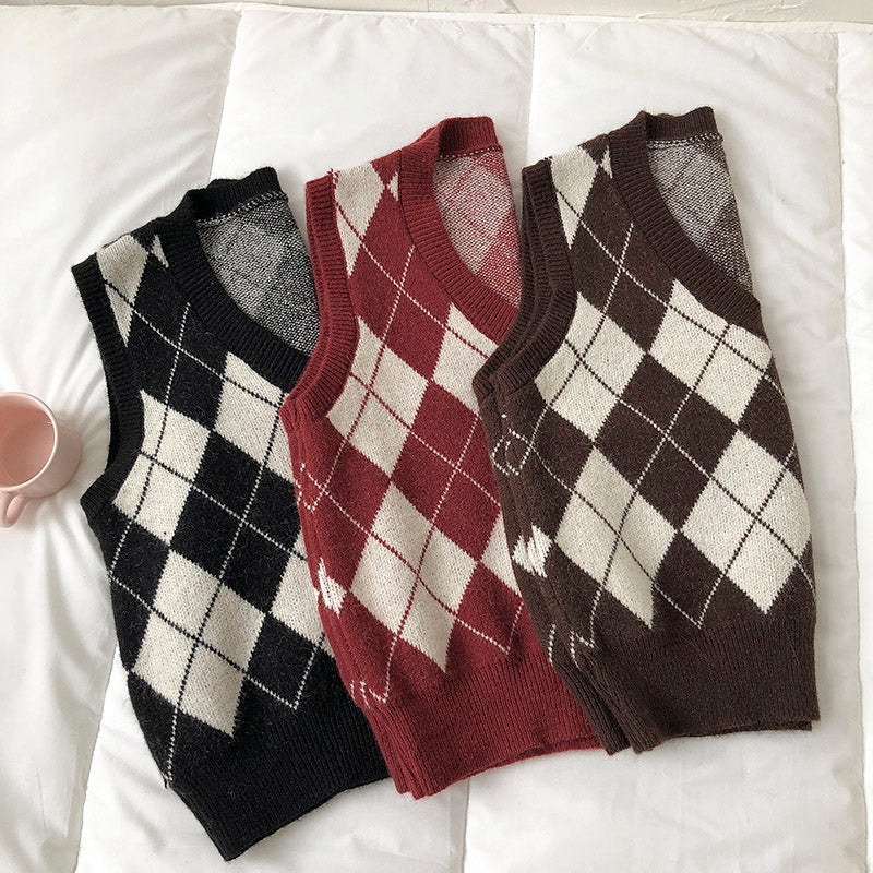 Diamond Plaid Vest (3 Colors)