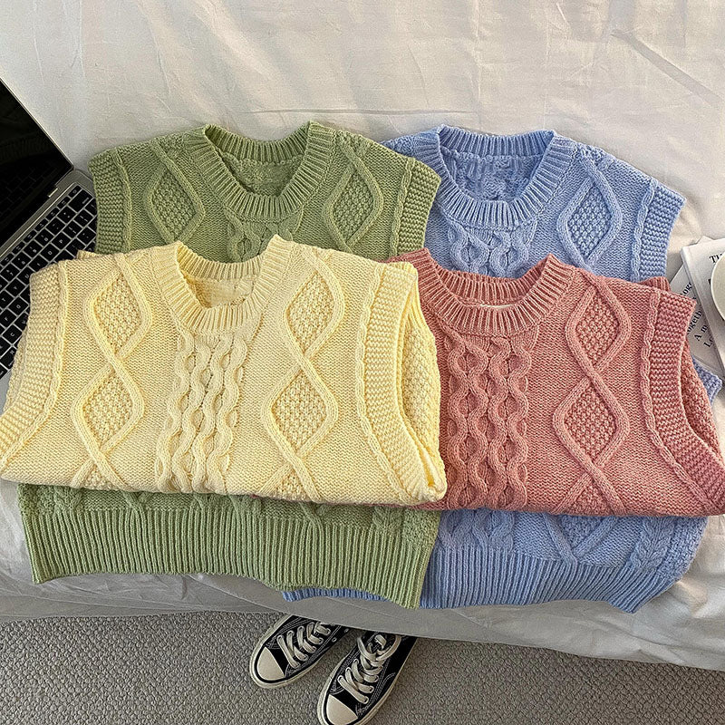 Candy Cable Knit Vest (4 Colors)