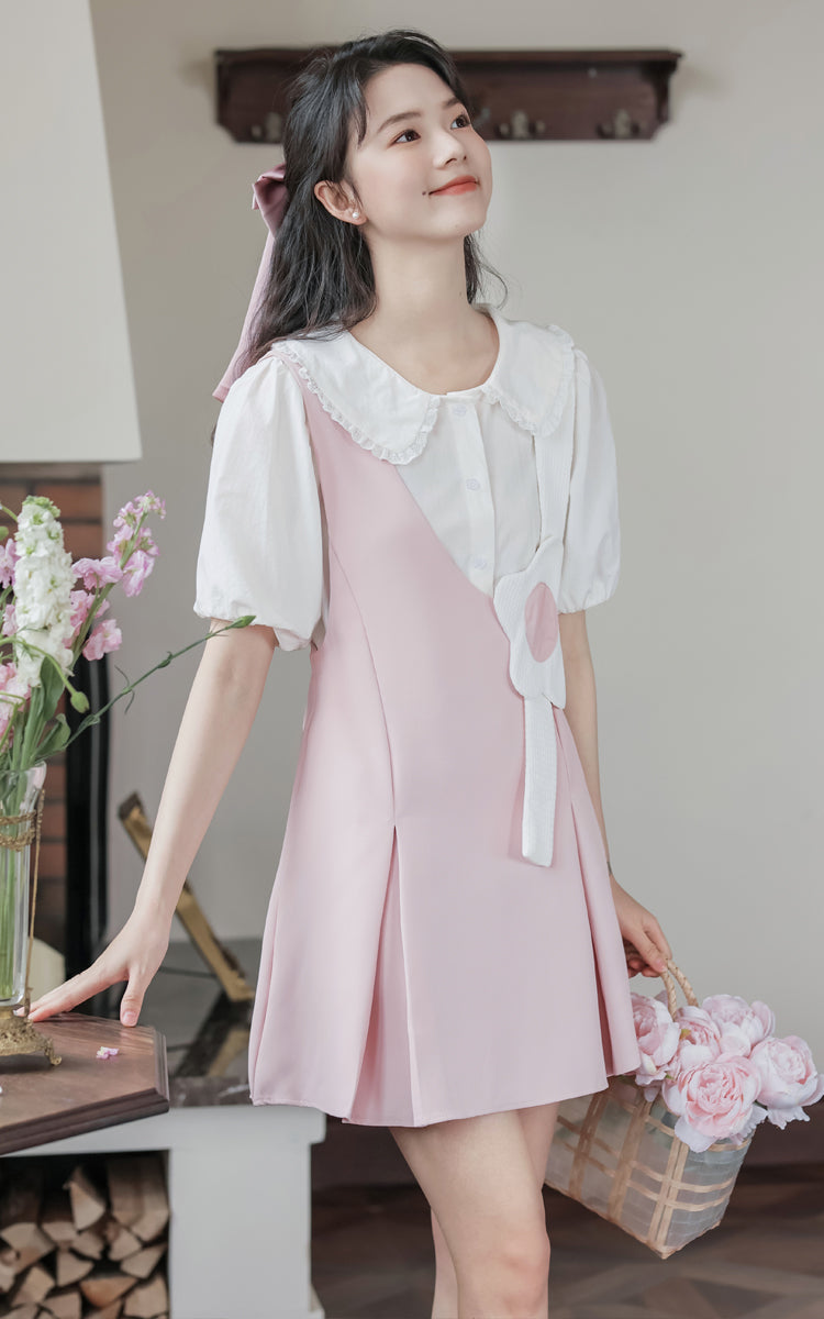 Playful Daisy Mini Pinafore (Pink)