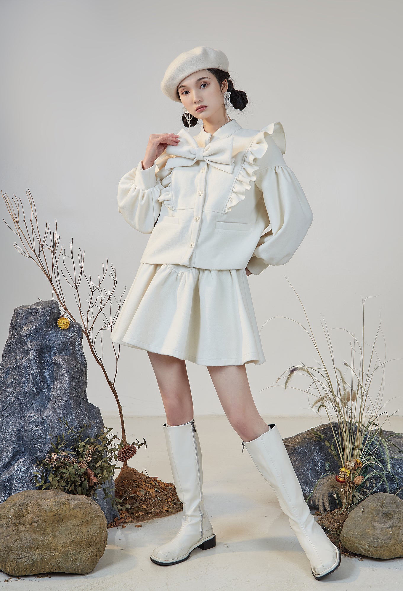 Snow Puff Jacket / Skirt (White)