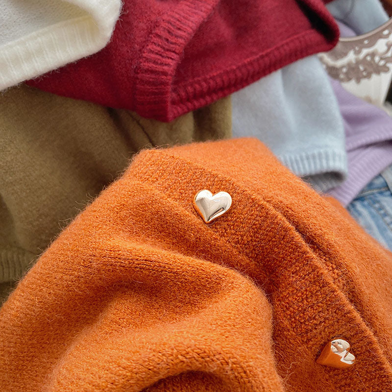 Heart Button Up Cardigan (8 Colors)