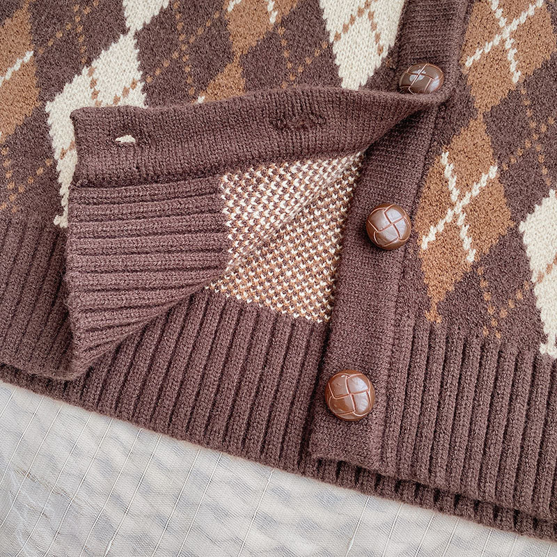 Cinnamon Argyle Plaid Vest (3 Colors)