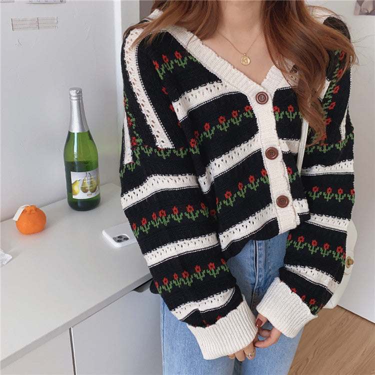 Floral Stripe Cardigan (2 Colors)