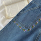 Retro Amethyst Floral Pocket Jeans (Medium Denim)