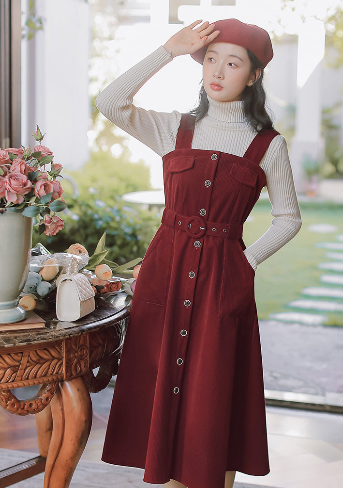 Corduroy Button Up Midi Dress (5 Colors)