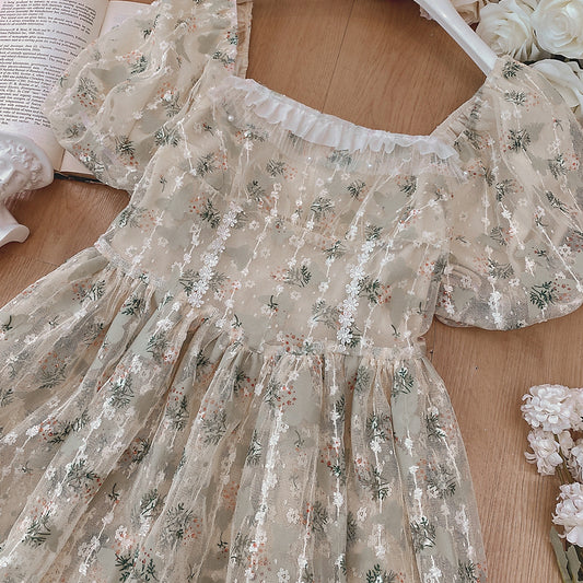 Daisy Garden Tulle Dress (Cream)