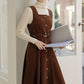 Button Up Corduroy Pinafore Dress (2 Colors)