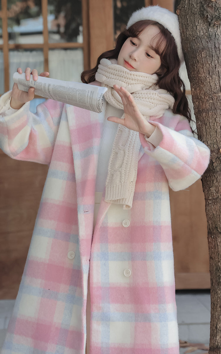 Cotton Candy Check Coat (Pink/Blue)