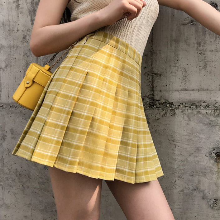 Light yellow shop plaid skirt