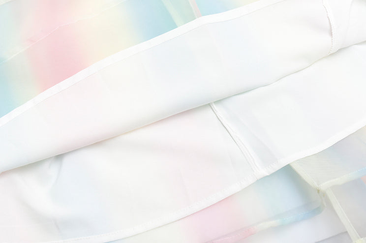 Pastel Puff Sleeve Midi Dress (Rainbow)