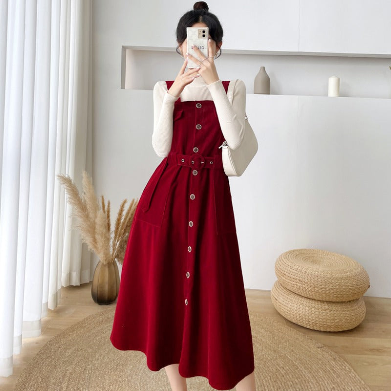 Corduroy Button Up Midi Dress (5 Colors)