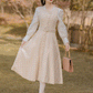 Milky Plaid Tweed Button Up Dress (Cream/Brown)