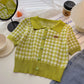 Daisy Gingham Cropped Polo Shirt (2 Colors)