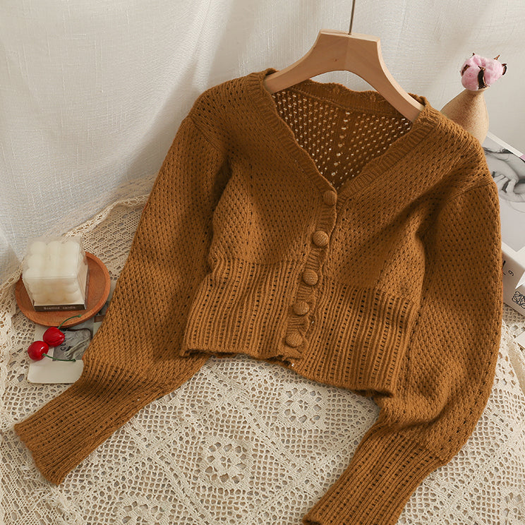 Cropped Puff Sleeve Cardigan (4 Colors)