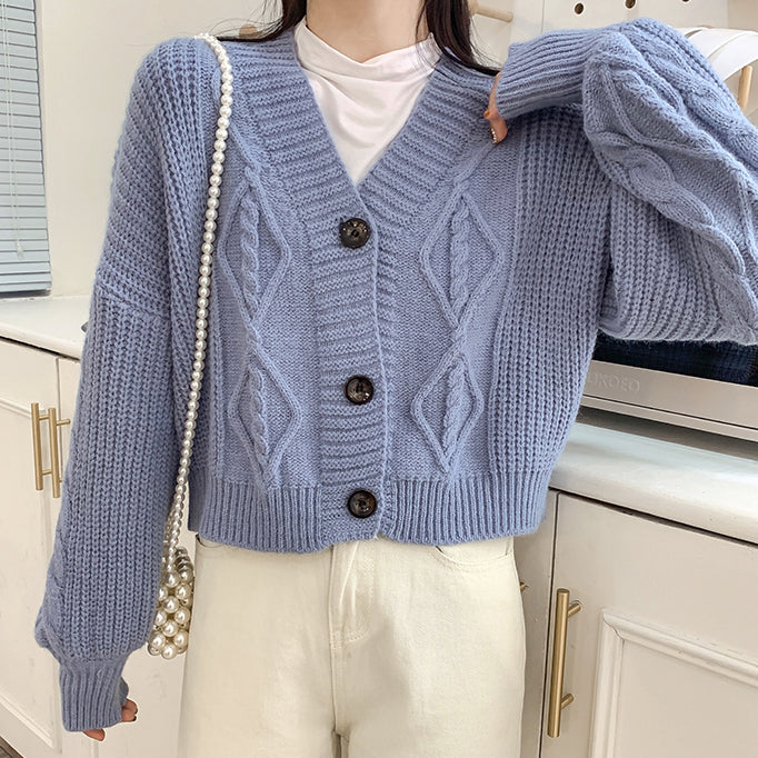 Cropped Cable Knit Cardigan (6 Colors)