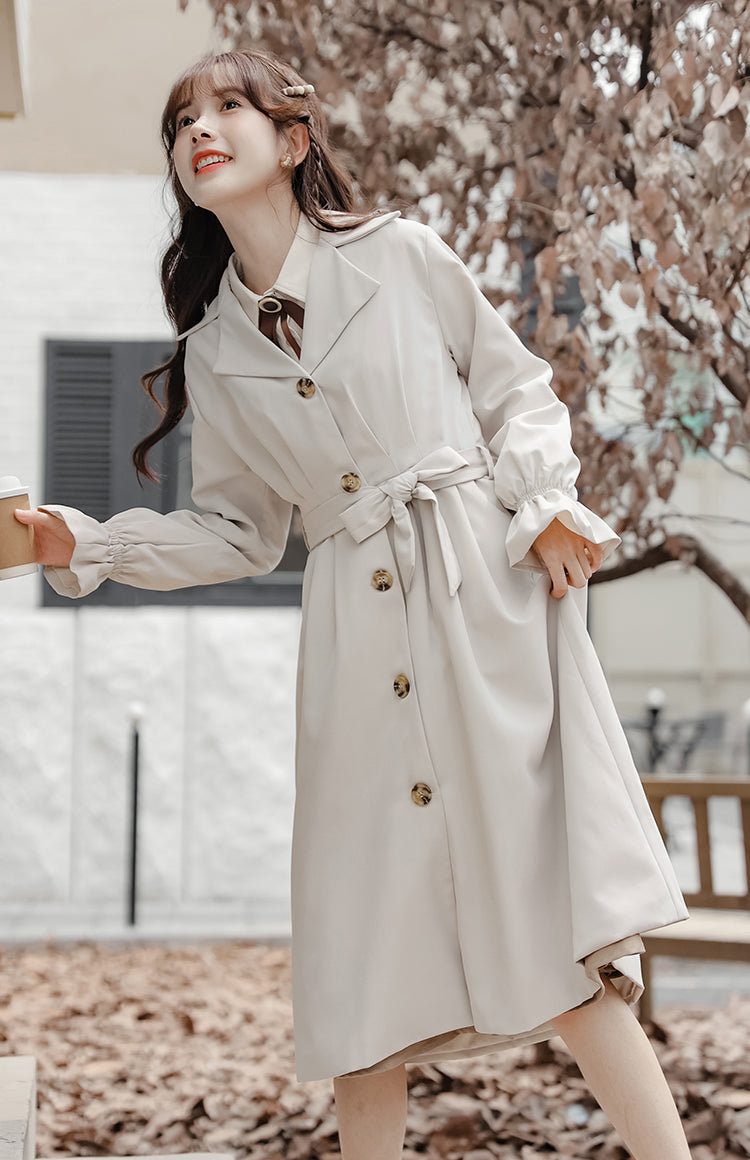 Button Down Trench Coat (White)