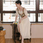 Rustic Floral Corset Twofer Dress (Cream)
