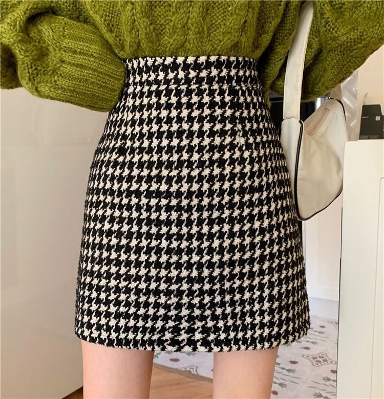 Houndstooth Tweed Mini Skirt (2 Colors)