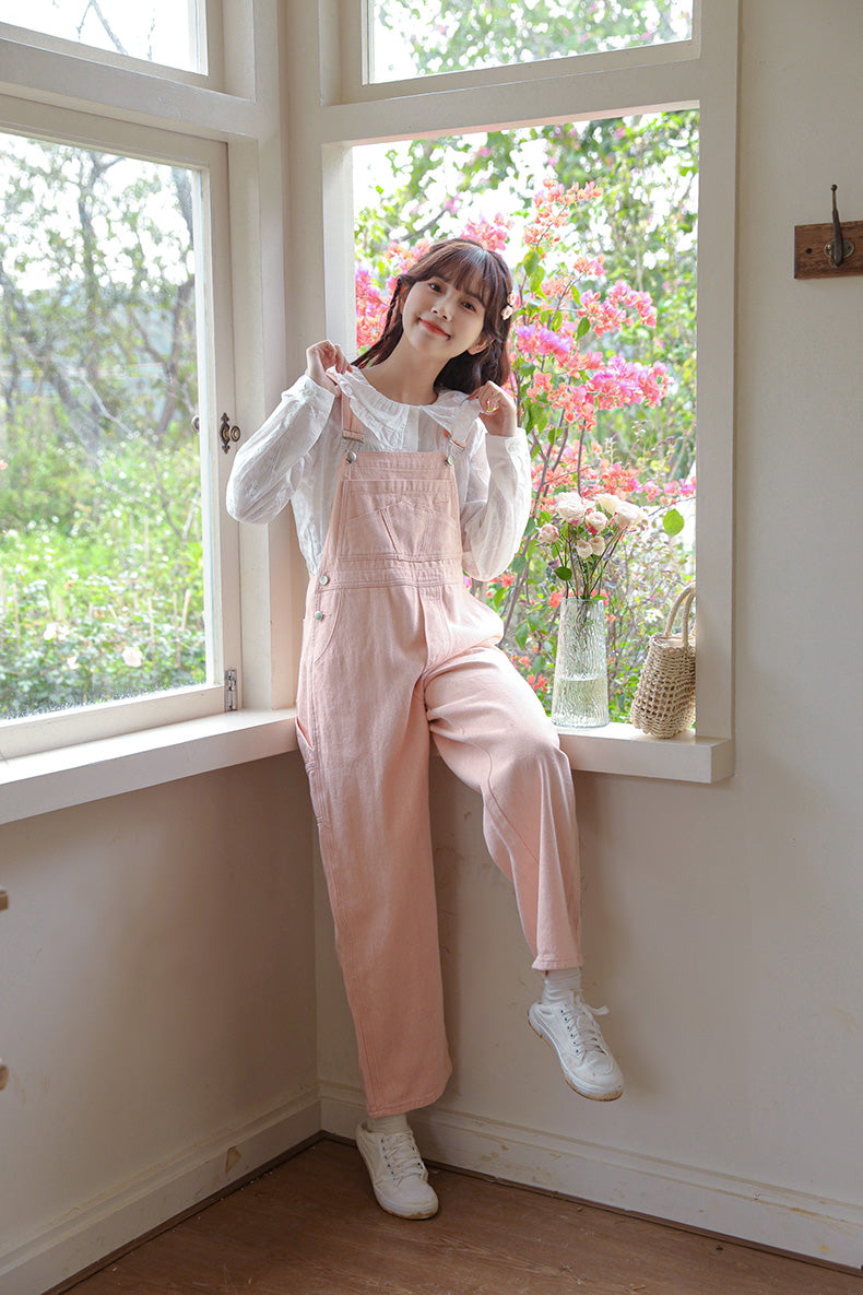 Spring Denim Overalls (Pink)