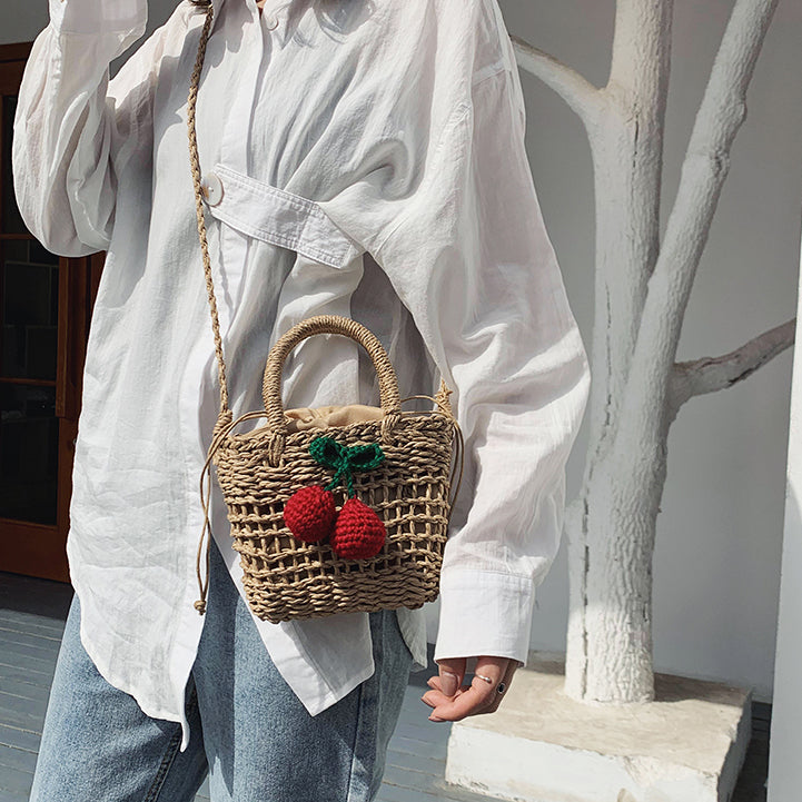 Cherry Straw Bag 2 Colors Megoosta Fashion