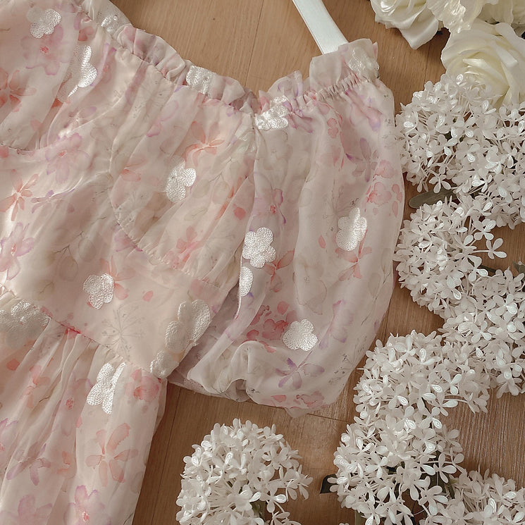 Sakura Blossom Midi Dress (Pink)