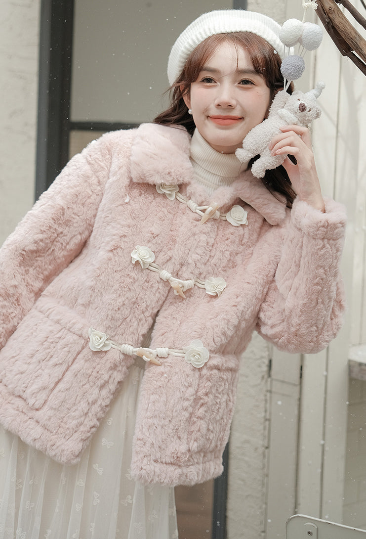 Little Rose Toggle Fur Coat (3 Colors)