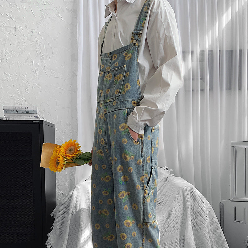 Sunflower Denim Overalls (Light Blue)