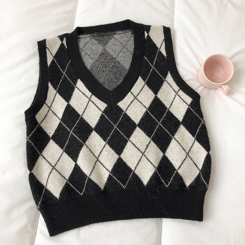 Diamond Plaid Vest (3 Colors)