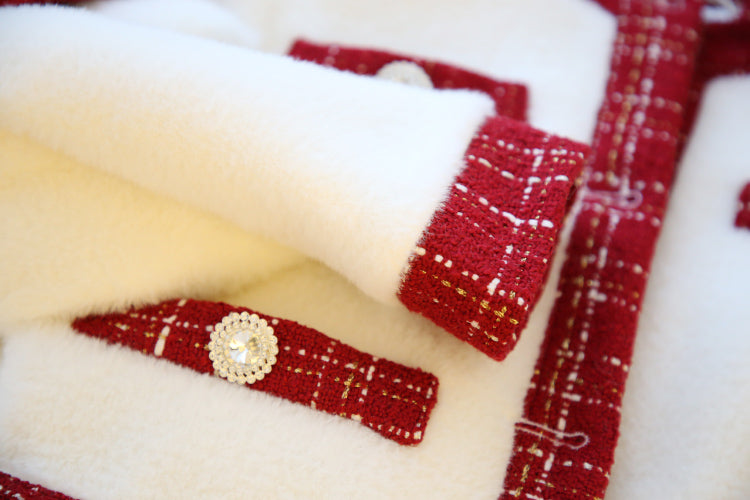 Apple Pie Fur Tweed Set (White/Red)