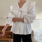 Oversized Peter Pan Collar Button Up Shirt (2 Colors)