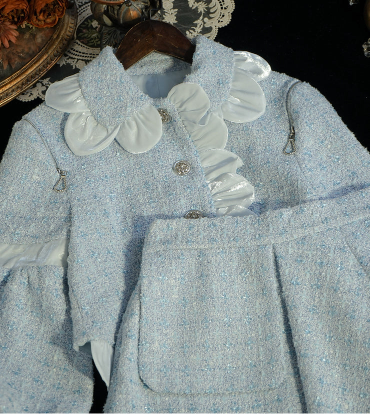 Scallop Tweed Jacket / Skirt (Blue)