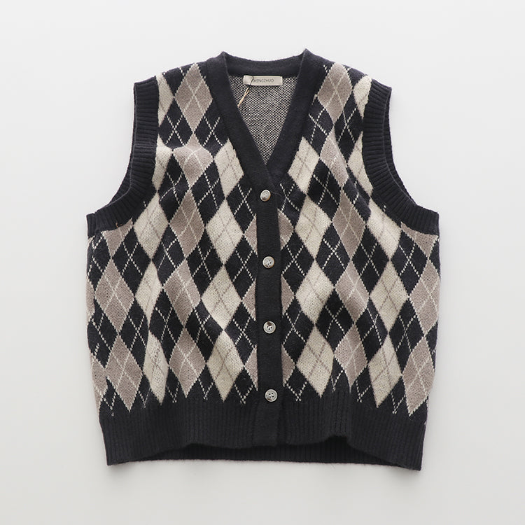 Autumn Argyle Plaid Vest (3 Colors) – Megoosta Fashion