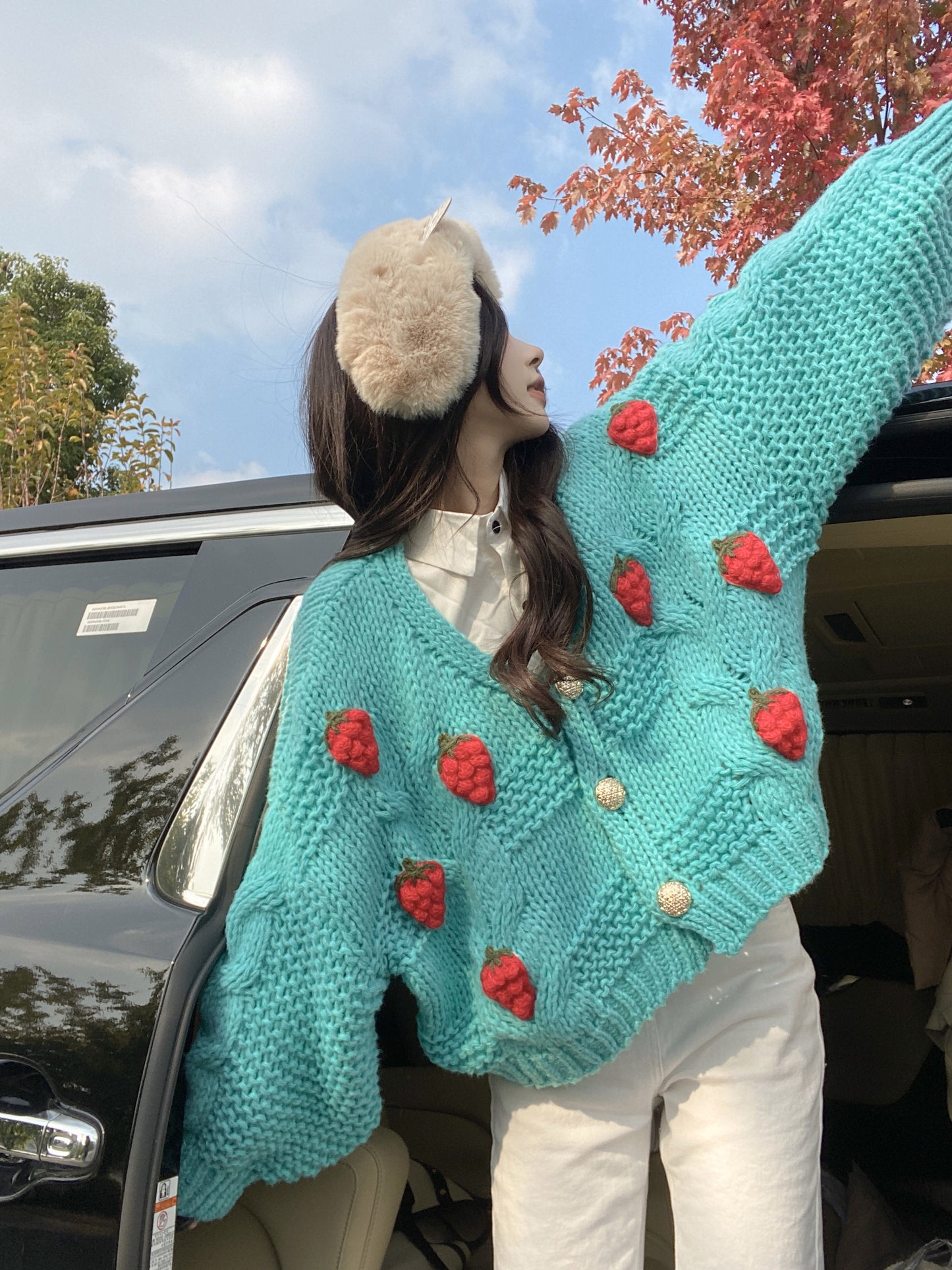 Puffy Strawberry Cardigan (3 Colors)