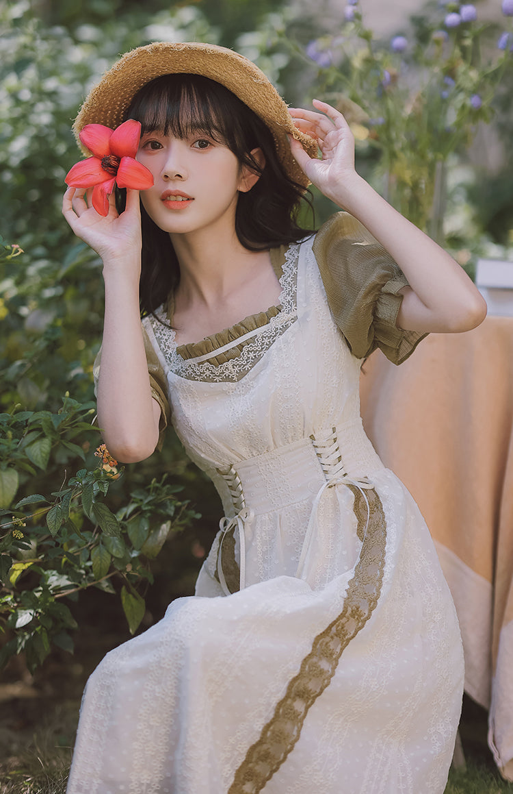 Fair Maiden Dress (Olive/Cream)