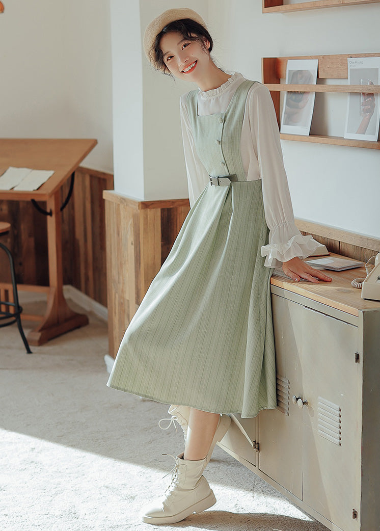 Pastel Stripe Pinafore Dress (4 Colors)