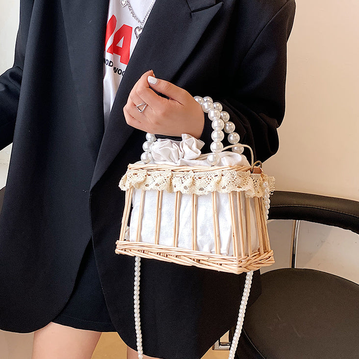 Boxy Straw & Pearl Bag (2 Styles)