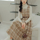 Latte Plaid Pinafore Dress (Khaki)