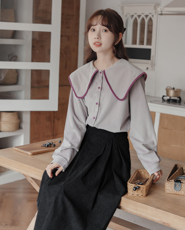 Corduroy Bow Midi Skirt (3 Colors)