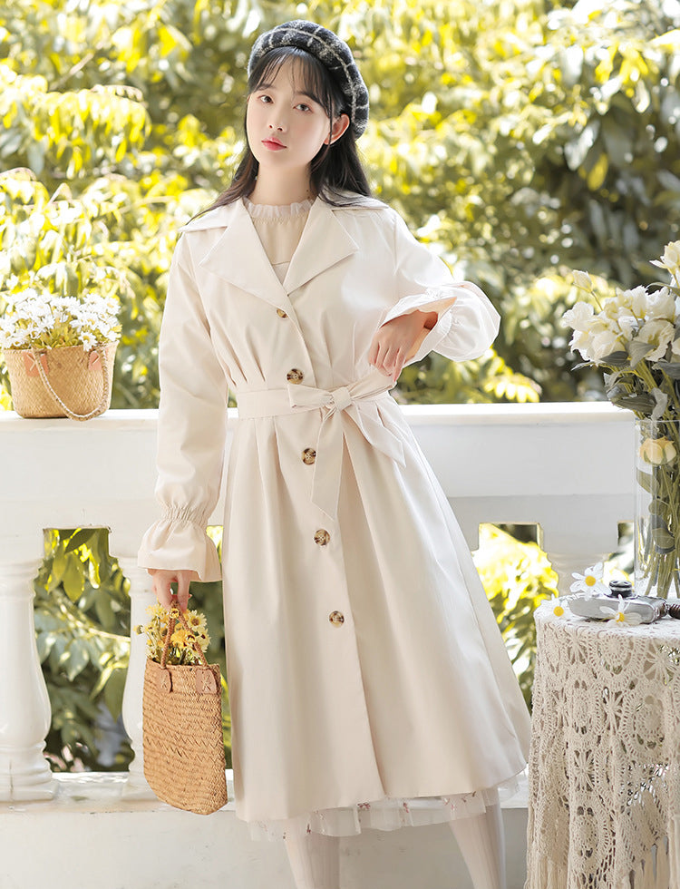 Button Down Trench Coat (White)