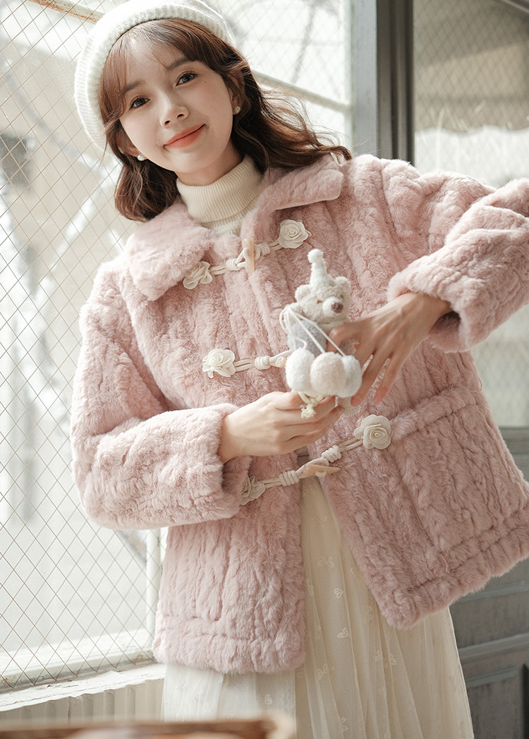 Little Rose Toggle Fur Coat (3 Colors)