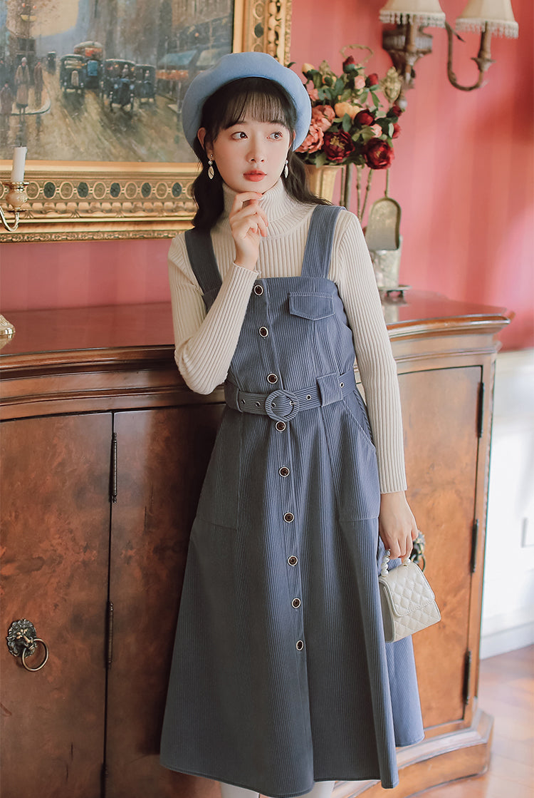 Corduroy Button Up Midi Dress (5 Colors)