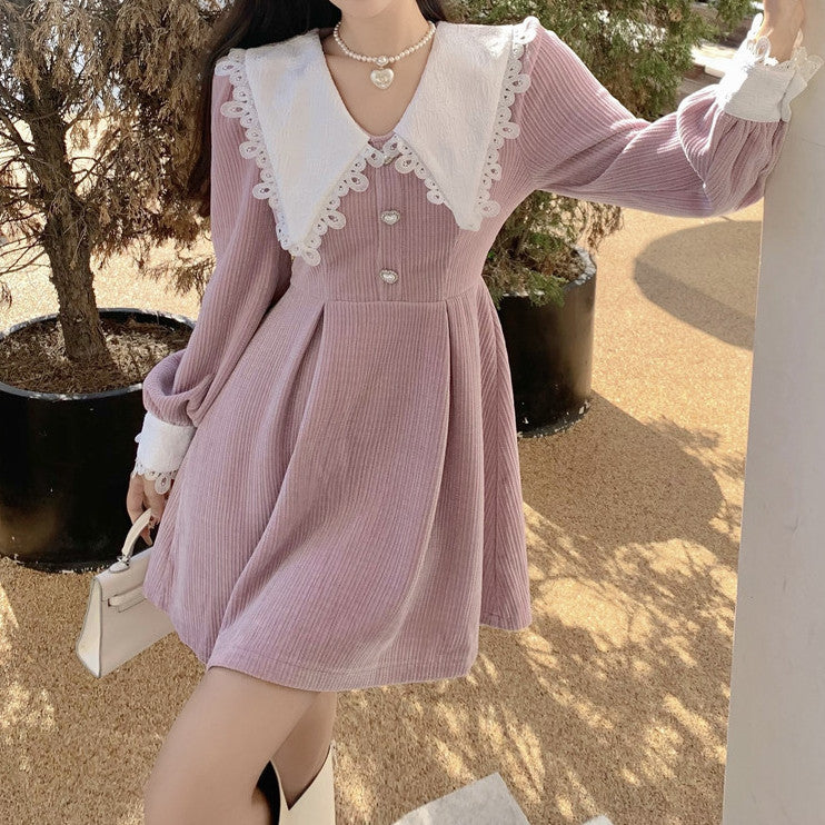 Sweet Love Peter Pan Knit Dress (3 Colors)