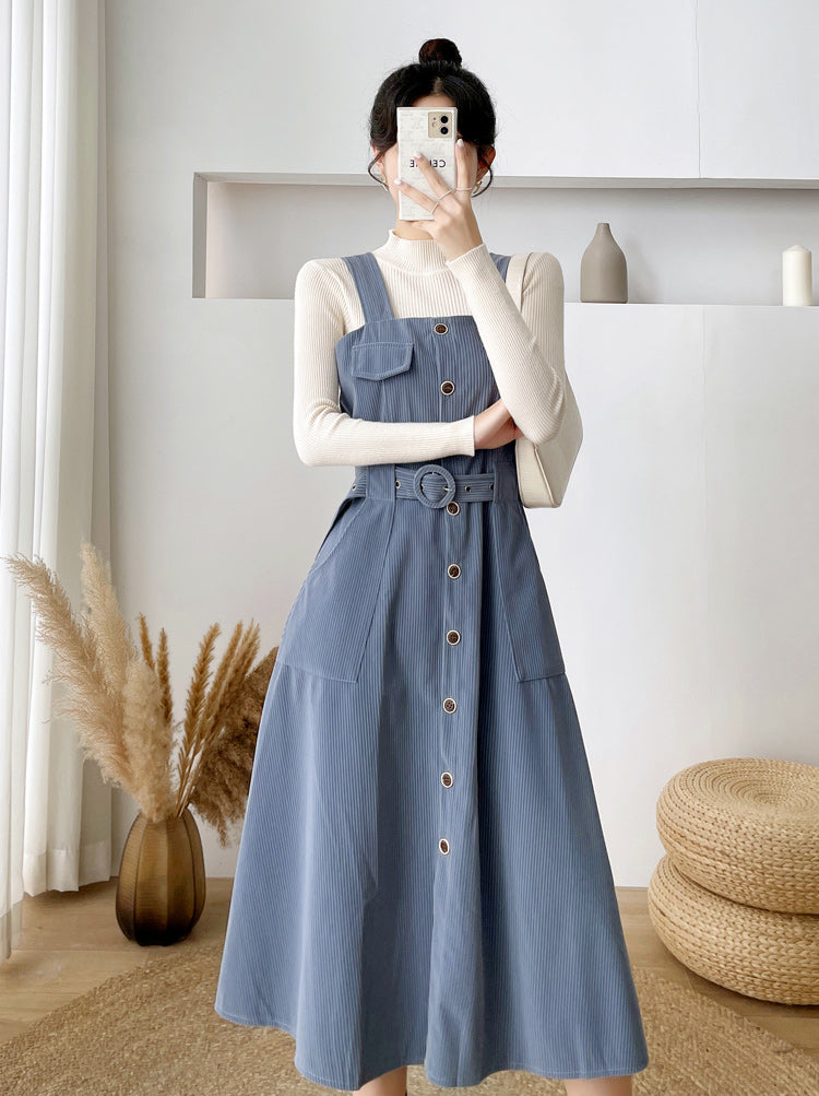 Corduroy Button Up Midi Dress (5 Colors)