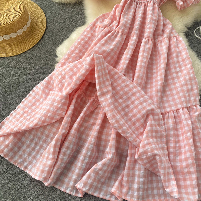 Puff Sleeve Gingham Tiered Dress (2 Colors)