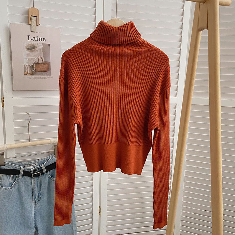 Chunky orange turtleneck clearance sweater