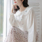 Ditsy Embroidered Peter Pan Blouse (White)