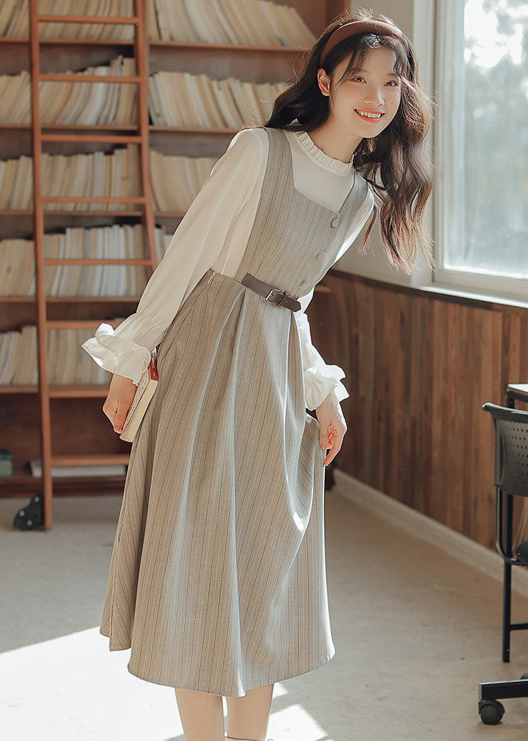 Pastel Stripe Pinafore Dress (4 Colors)