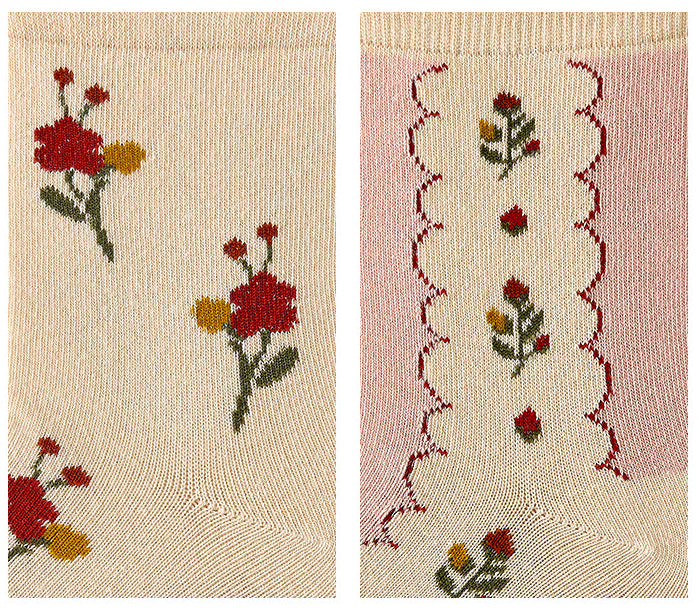 Retro Floral Garden Sock Set (Red)