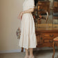 Basic Off Shoulder Jacquard Midi Dress (Cream)